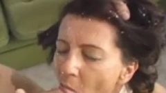 Granny Smashed By Young Man And Gets Face And Hair Soaked In Jizz