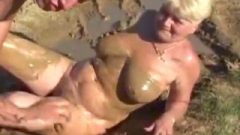 Granny Foursome Sex In The Mud