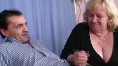 Blonde Granny Gets Slammed By Two Cocks